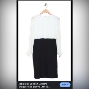 Ted Baker Black and White Long Sleeve Lizzatra Dress size 5 US 12